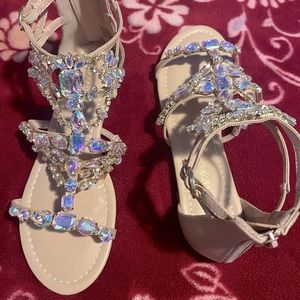 Rhinestones sandals, side strap’s with back zipper